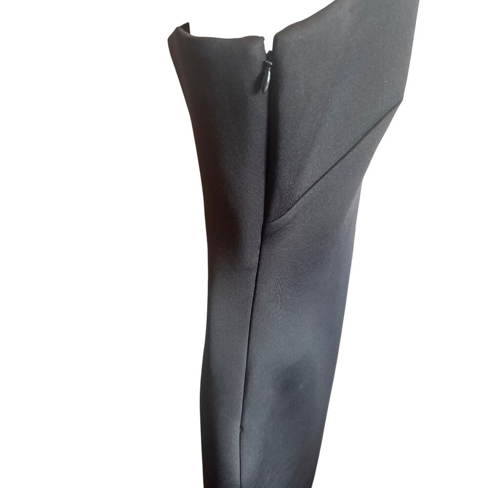 Eliza J One Shoulder Scuba Black Cocktail Dress 8 Tulle Ruffle Sheath Coquette - Picture 8 of 12